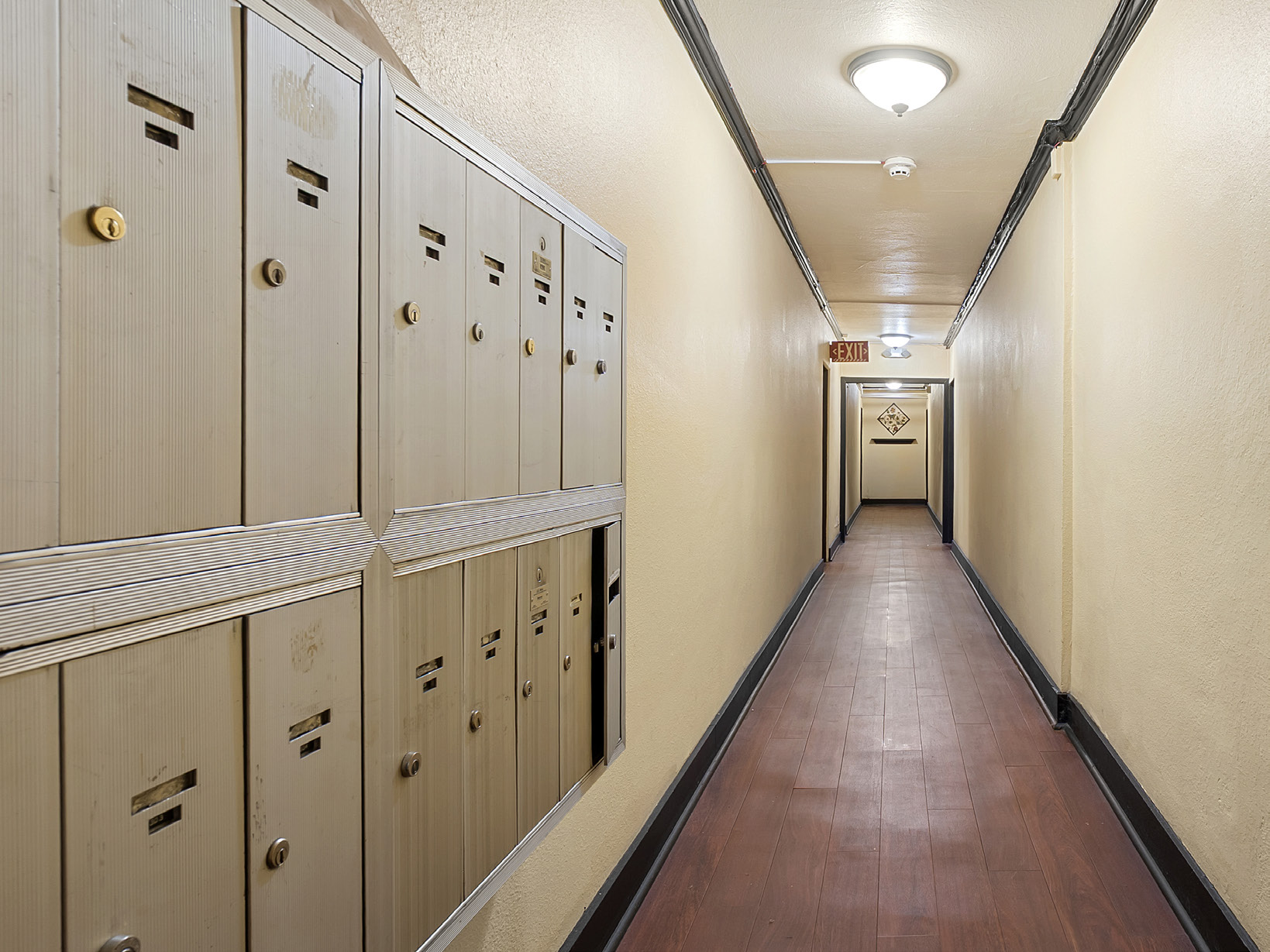 Hallway with mailboxes